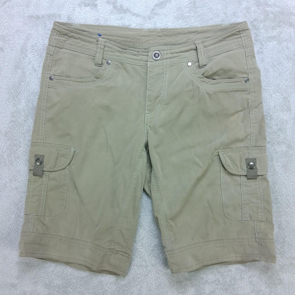 Kuhl Women Tan Cargo Shorts Size 8 Hiking Utility Gorpcore Workwear Khaki